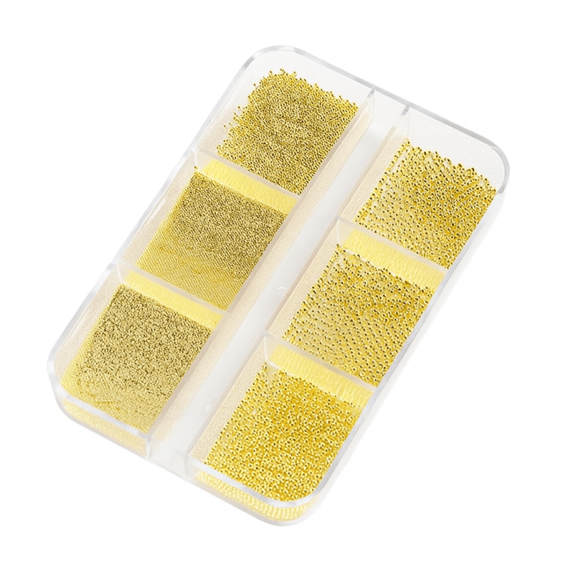 Metāla bumbiņu MIX kastīte – zelta, 0,6–1mm